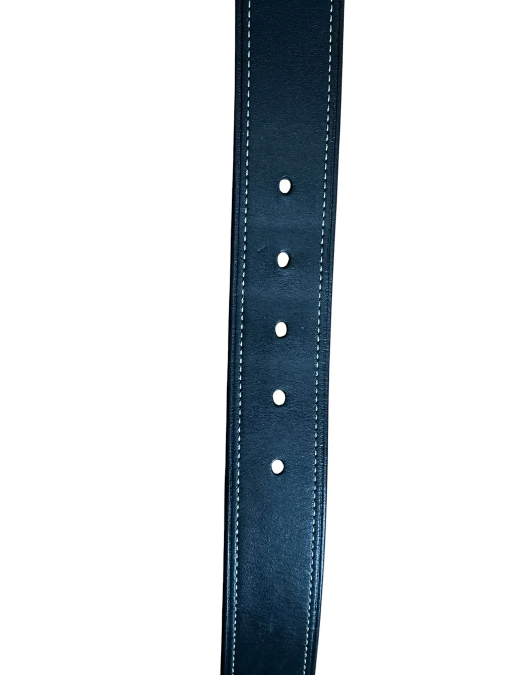 Vintage COACH 90009 Men's Black Leather Belt Contrast Stitch Silver Buckle 38